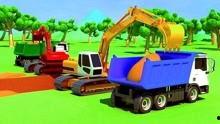 挖土机视频儿童动画片,挖土机动画之旅